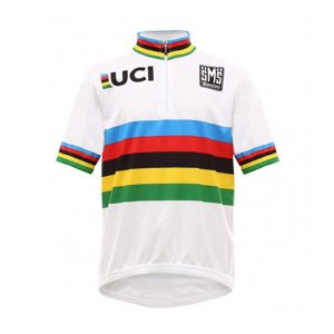 SANTINI Cyklistický dres s krátkym rukávom - UCI KIDS - viacfarebná/biela