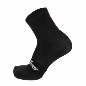 SANTINI Cyklistické ponožky klasické - UCI RAINBOW - čierna XL-2XL