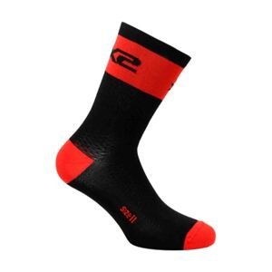 SIX2 Cyklistické ponožky klasické - SHORT LOGO - červená/čierna