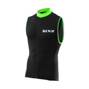SIX2 Cyklistický dres bez rukávov - BIKE2 STRIPES - čierna/zelená