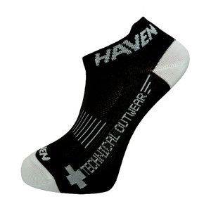 HAVEN Cyklistické ponožky členkové - SNAKE SILVER NEO 2PAK - čierna/biela