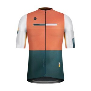 GOBIK Cyklistický dres s krátkym rukávom - ATTITUDE 2.0  - oranžová/biela/zelená 2XS