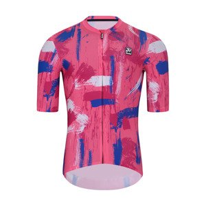 HOLOKOLO Cyklistický dres s krátkym rukávom - STROKES - ružová/modrá 4XL