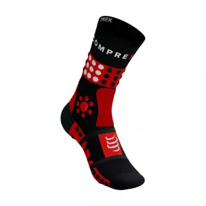 COMPRESSPORT Cyklistické ponožky klasické - TREKKING - čierna/červená