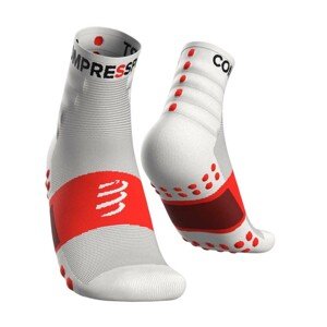 COMPRESSPORT Cyklistické ponožky klasické - TRAINING - biela/červená 35-38