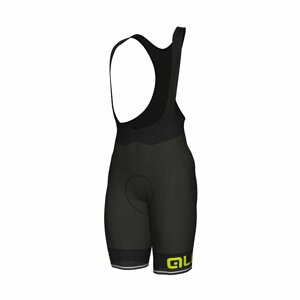 ALÉ Cyklistické nohavice krátke s trakmi - CORSA - čierna/žltá 2XL