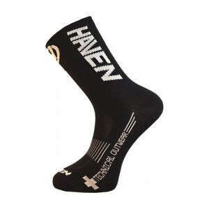 HAVEN Cyklistické ponožky klasické - LITE SILVER NEO LONG 2PAK - čierna/biela 37-39