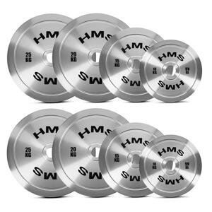 TOS 2 x 10 - 25 KG (140 KG) SADA OCEĽOVÝCH OLYMPIJSKÝCH KOTÚČOV HMS
